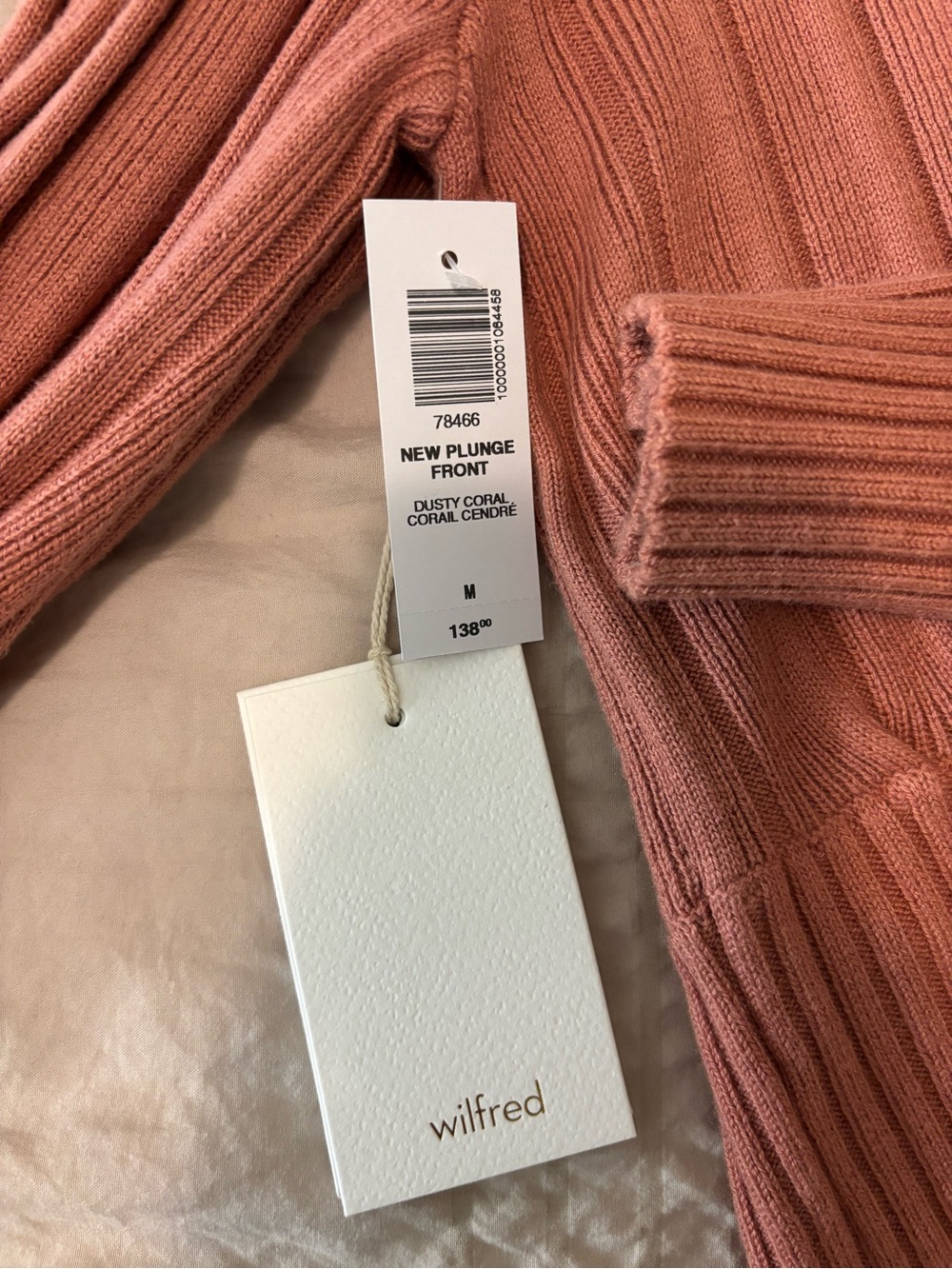 Wilfred plunge front cardigan in dusty coral - Picture 2 of 2